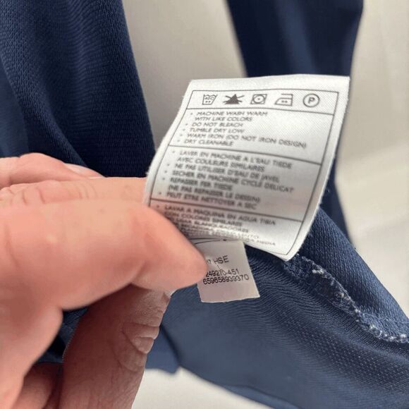 Vintage Nike Air Men's Embroidered Long Sleeve Mesh Tee T-Shirt Size L Navy - Picture 7 of 7